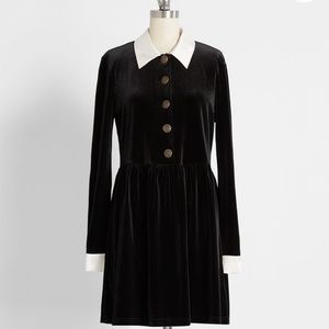 Is it Wednesday? Mini Dress black velvet XL